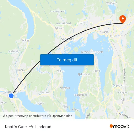 Knoffs Gate to Linderud map