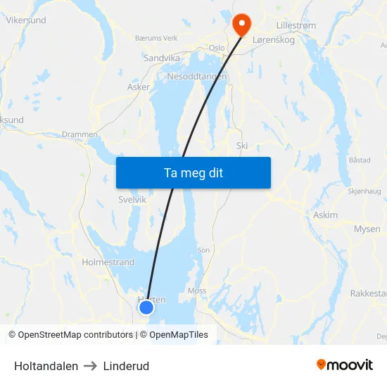 Holtandalen to Linderud map