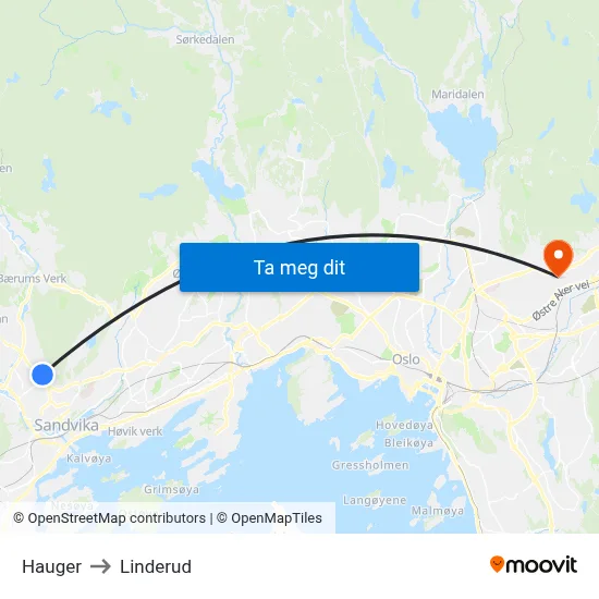 Hauger to Linderud map