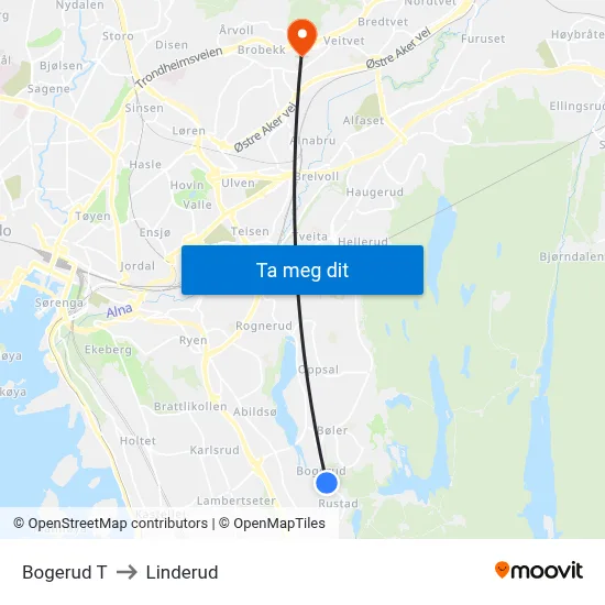 Bogerud T to Linderud map