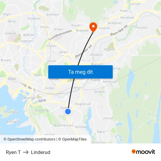 Ryen T to Linderud map