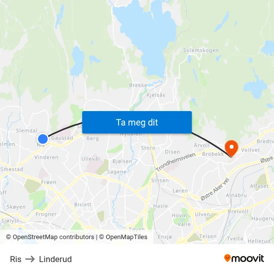 Ris to Linderud map