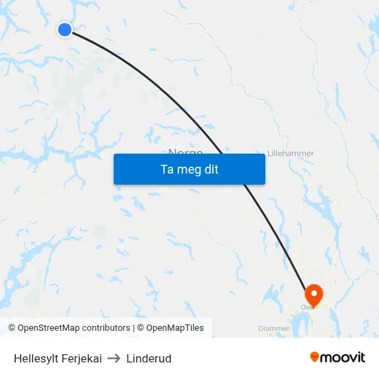 Hellesylt Ferjekai to Linderud map