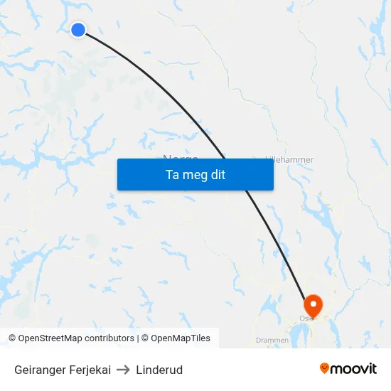 Geiranger Ferjekai to Linderud map