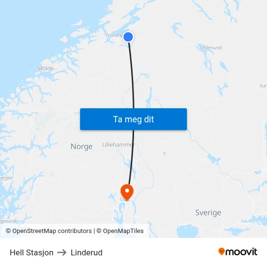 Hell Stasjon to Linderud map