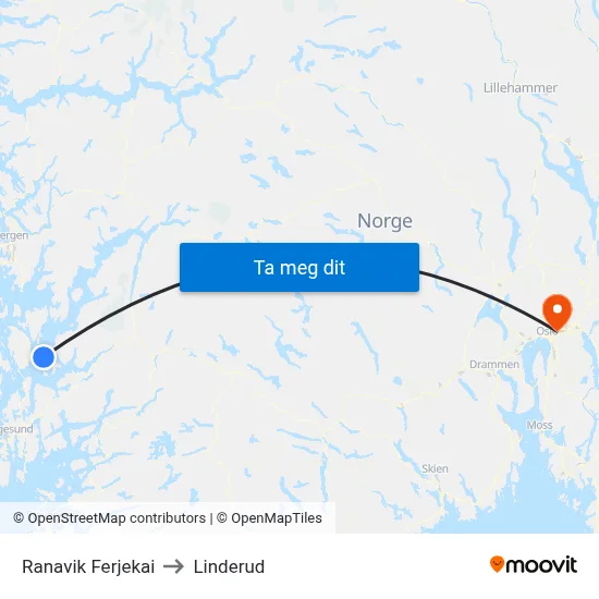 Ranavik Ferjekai to Linderud map