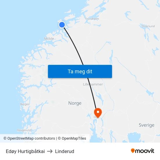 Edøy Hurtigbåtkai to Linderud map