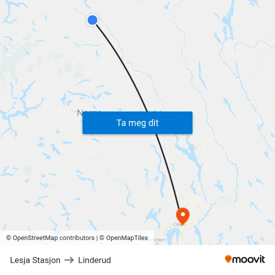 Lesja Stasjon to Linderud map