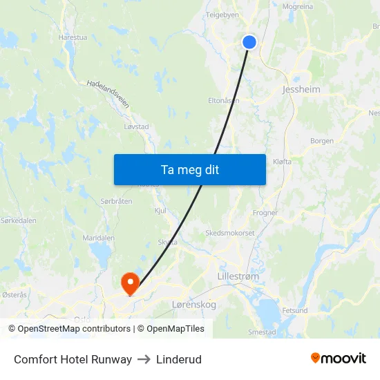 Comfort Hotel Runway to Linderud map