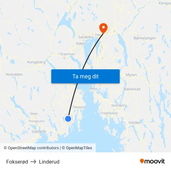 Fokserød to Linderud map