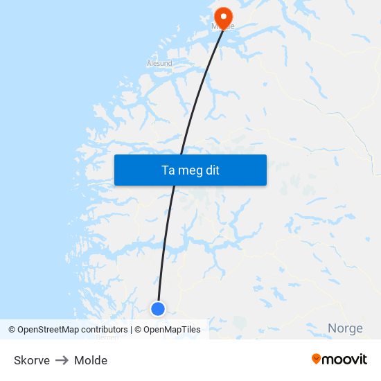 Skorve to Molde map