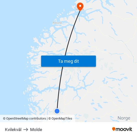 Kvilekvål to Molde map