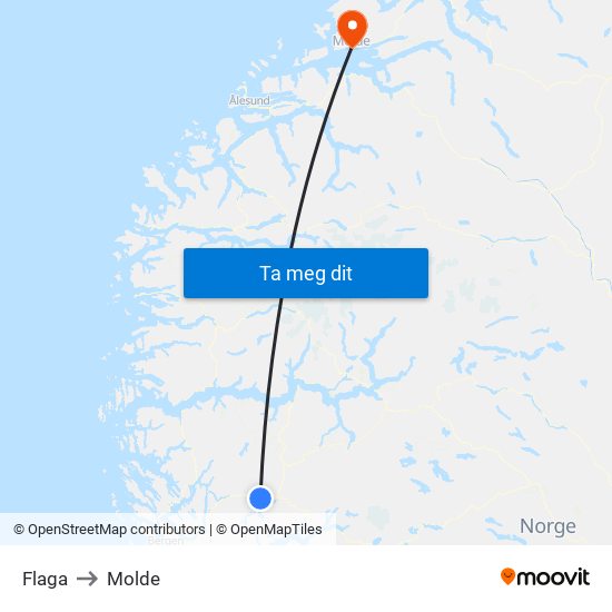 Flaga to Molde map