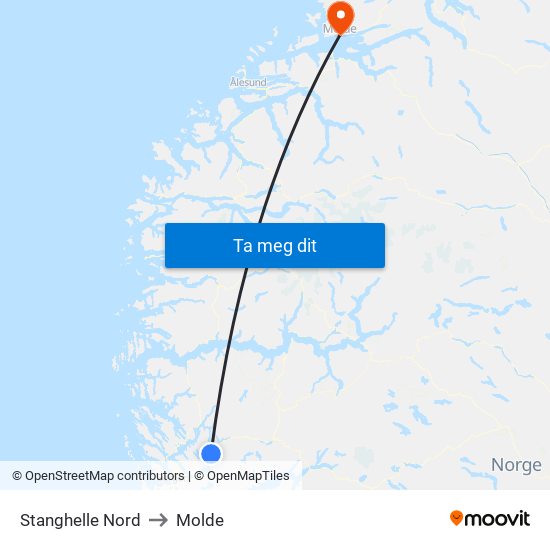 Stanghelle Nord to Molde map