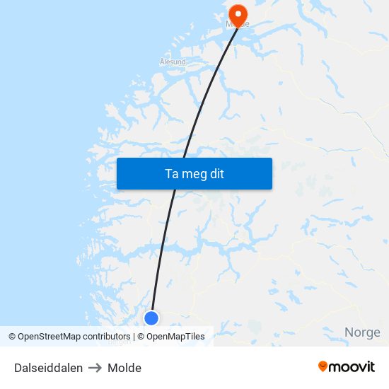 Dalseiddalen to Molde map