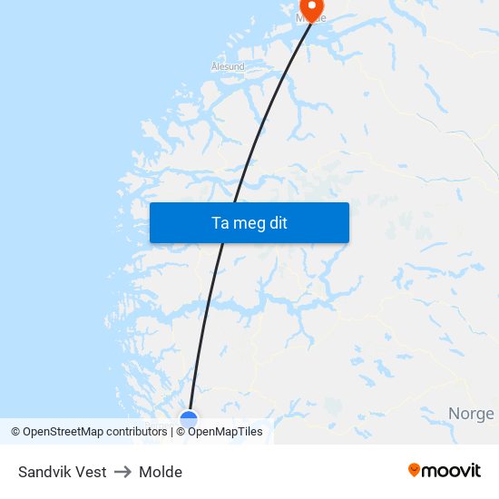 Sandvik Vest to Molde map