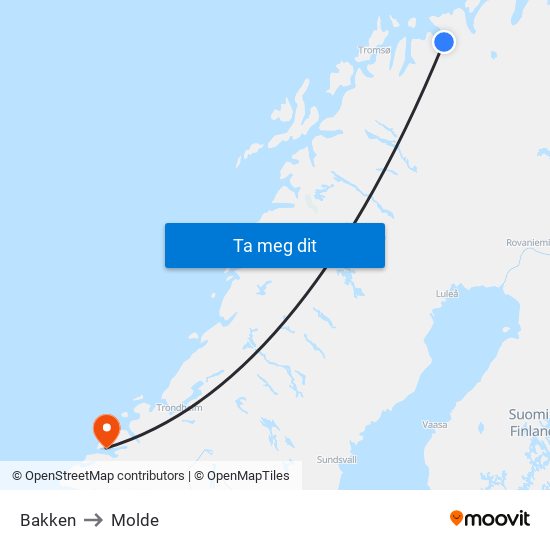 Bakken to Molde map
