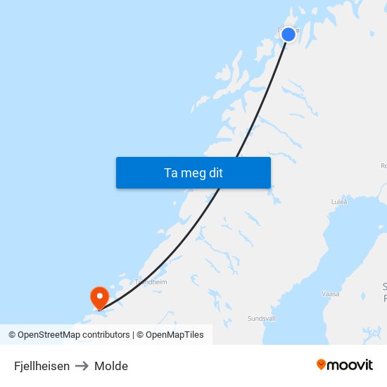 Fjellheisen to Molde map