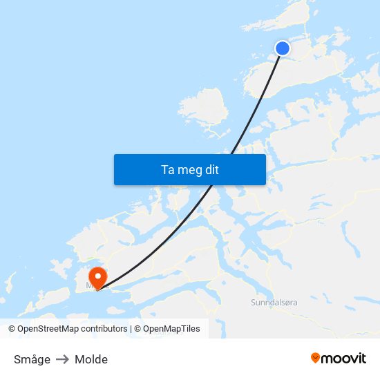 Smågesjø to Molde map