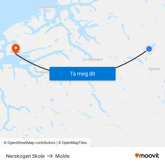 Nerskogen Skole to Molde map