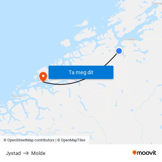 Jystad to Molde map