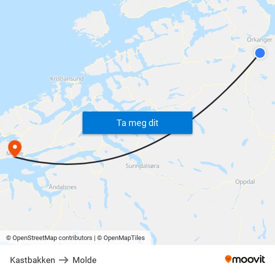 Kastbakken to Molde map