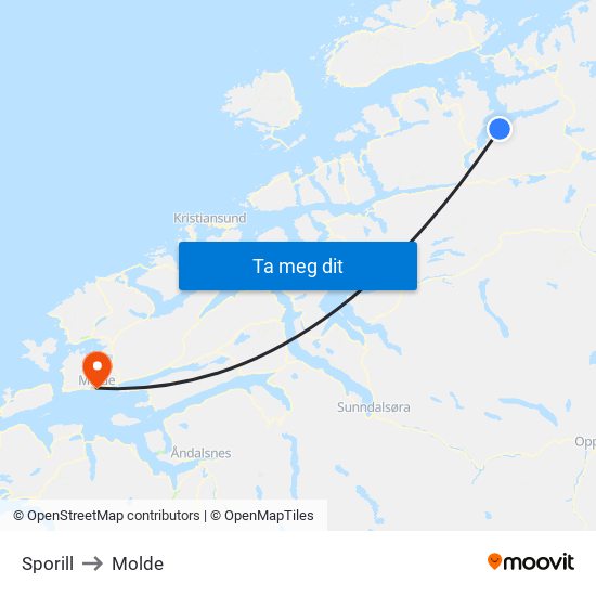 Sporill to Molde map