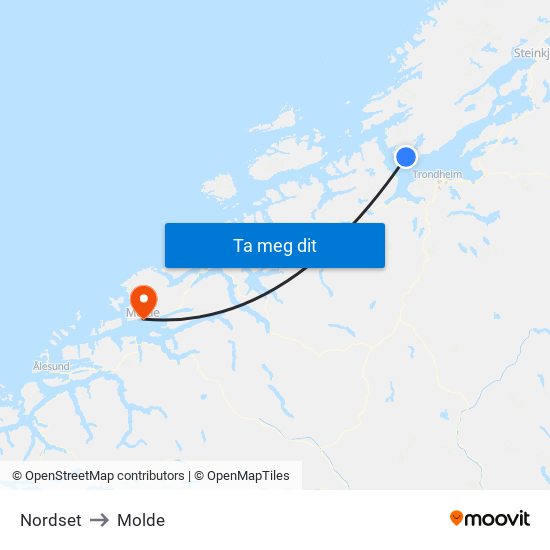 Nordset to Molde map