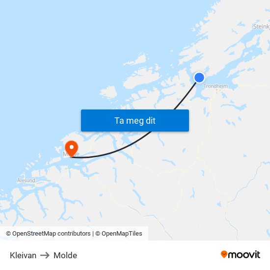 Kleivan to Molde map