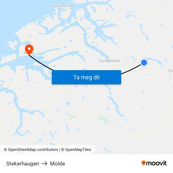 Stekerhaugen to Molde map