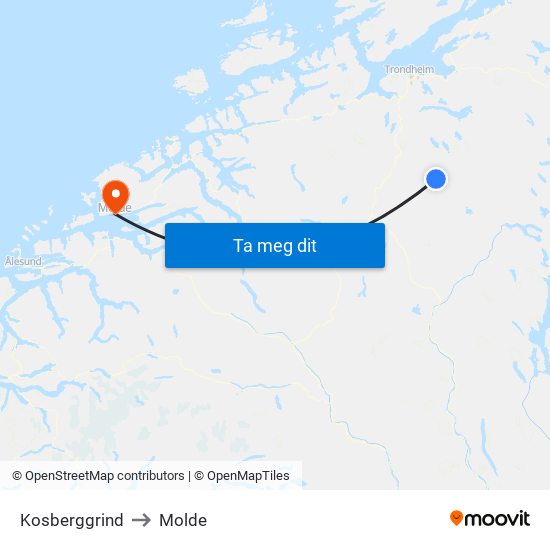 Kosberggrind to Molde map