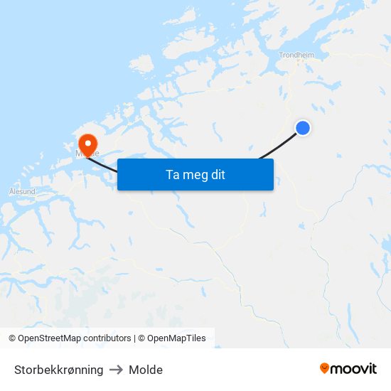 Storbekkrønning to Molde map