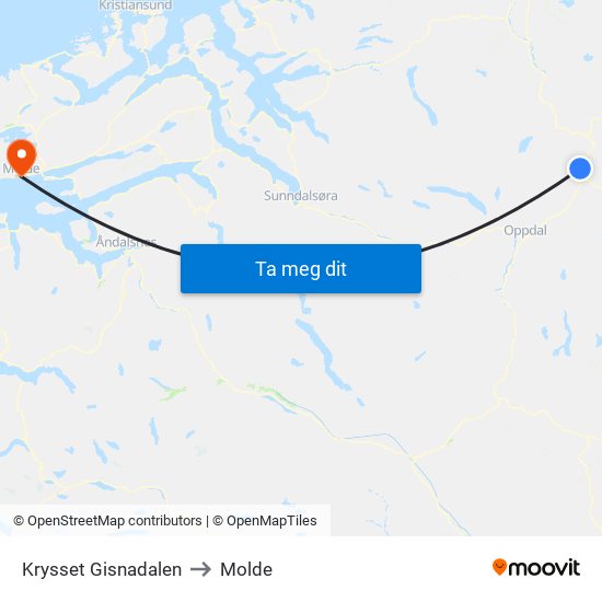 Krysset Gisnadalen to Molde map