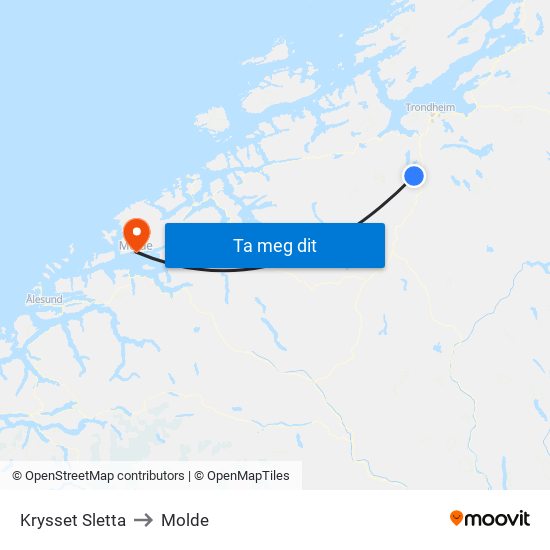 Krysset Sletta to Molde map