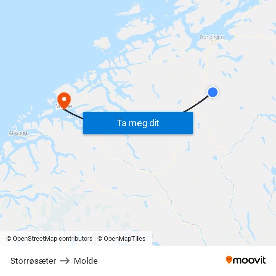 Storrøsæter to Molde map