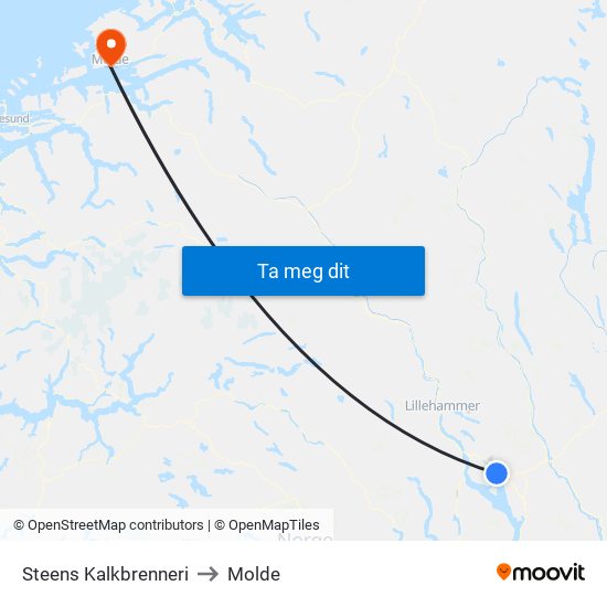 Steens Kalkbrenneri to Molde map