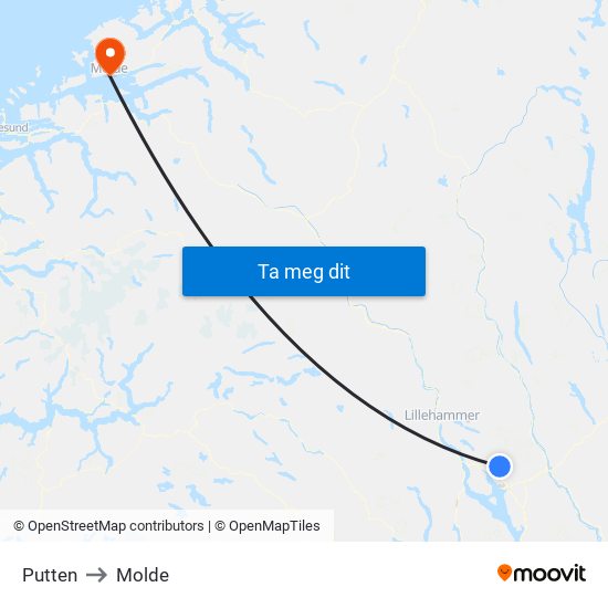 Putten to Molde map