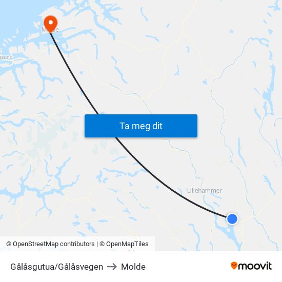 Gålåsgutua/Gålåsvegen to Molde map