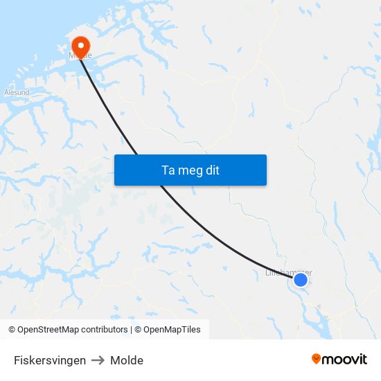 Fiskersvingen to Molde map