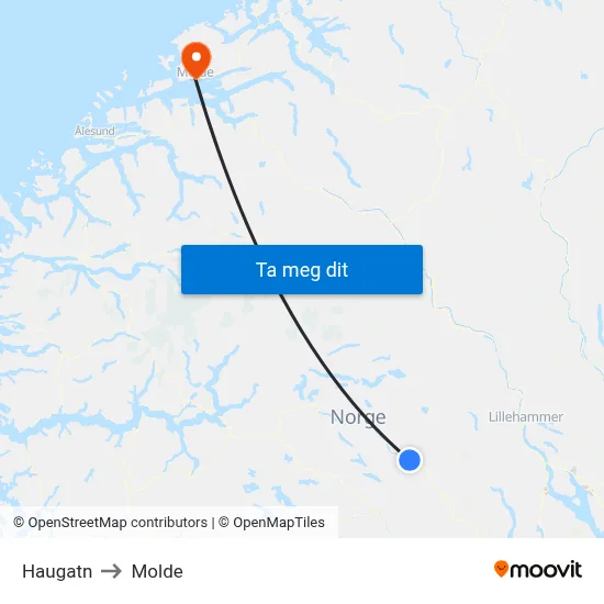 Haugatn to Molde map