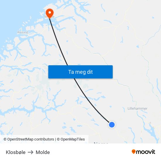 Klosbøle to Molde map