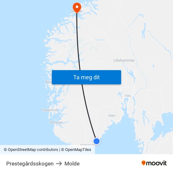 Prestegårdsskogen to Molde map