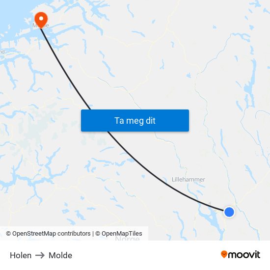 Holen to Molde map