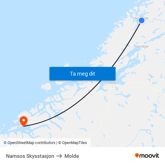 Namsos Skysstasjon to Molde map