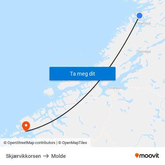 Skjærvikkorsen to Molde map