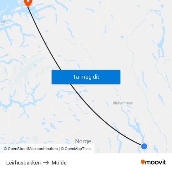 Leirhusbakken to Molde map