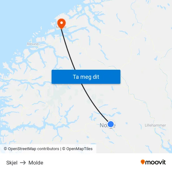 Skjel to Molde map