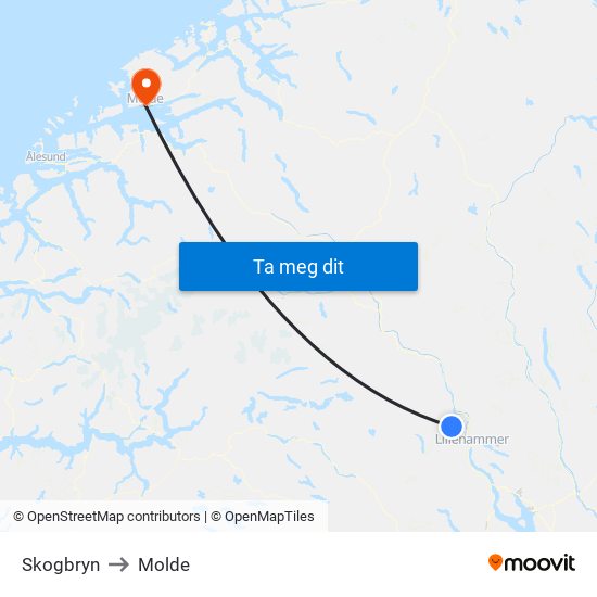 Skogbryn to Molde map