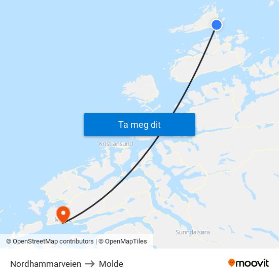 Nordhammarveien to Molde map