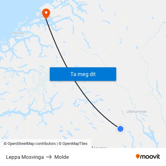 Leppa Mosvinga to Molde map